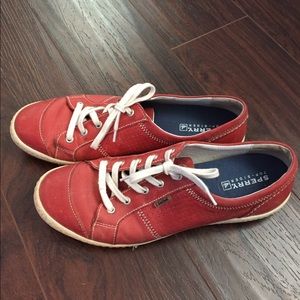 Joseph Seibel red leather sneakers
